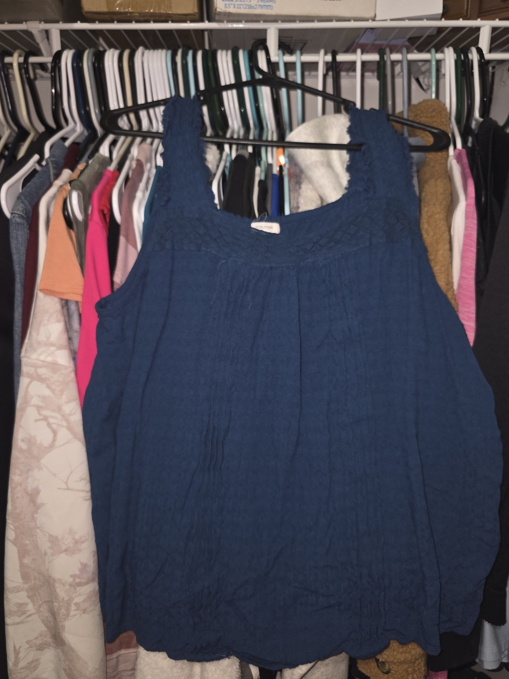 Maurices Dark Navy Crochet Yoke Tank